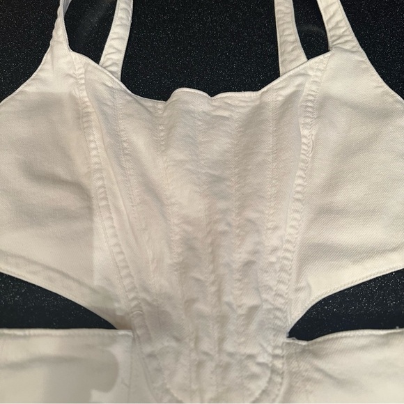 Zara White Cutout Mini Denim Corset Dress - Picture 5 of 7